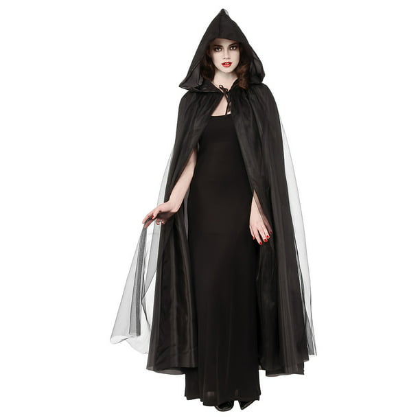 NEW NWT Rubies Costume Full Length Hooded Cape Role Play Costume Black One Size